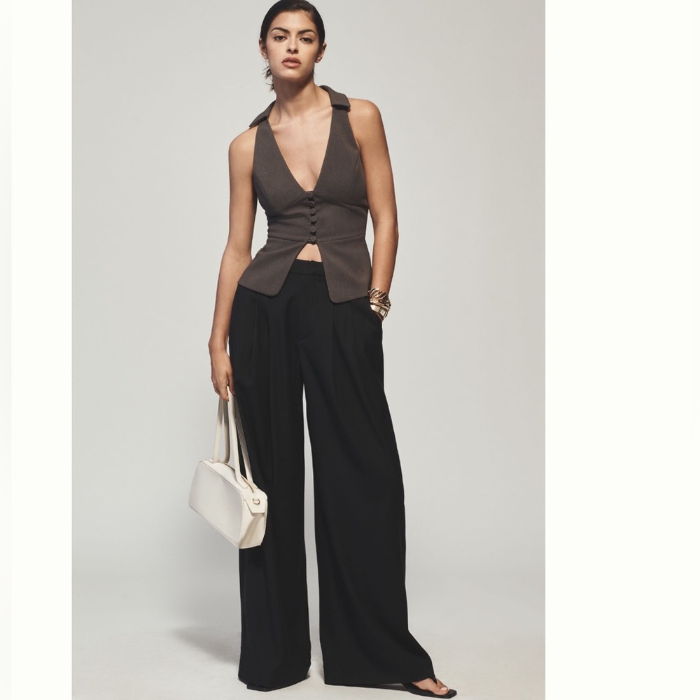 NWT Anthropologie Maeve The Avery Pleated Wide Leg Trousers Pants Wool Edition